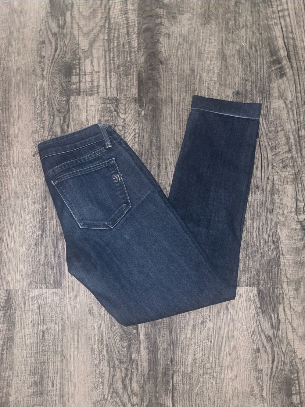 Miss Me Dark Blue Skinny Jeans with Embroidered Pocket- Size 27